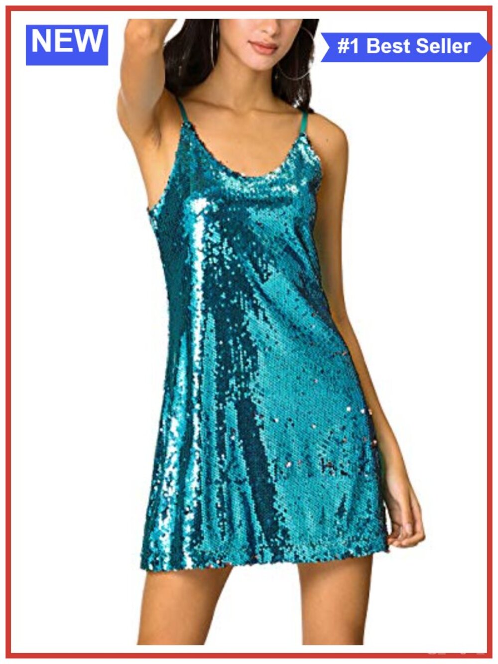 Sequin Mini Dress Spaghetti Strap V Neck Party Cocktail Clubwear